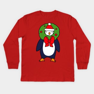 Christmas Reef Penguin Kids Long Sleeve T-Shirt